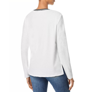 OEM Custom Fashion Regular Cotton V <b>Neck</b> <b>Light</b> And White T-shirt for women and Young girls - Product Image 5