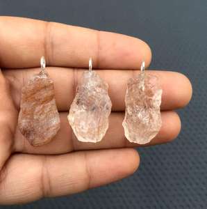 3ชิ้นพลอยทองแดงธรรมชาติอัญมณีเจียระไนแบบไม่ผ่านการบำบัดเสน่ห์หยาบจี้92.5เงินสเตอร์ลิงทำด้วยมือ - Product Image 4