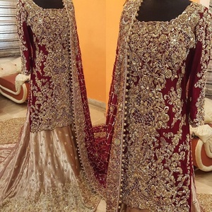 Elegante y Hermoso Conjunto de Lehenga Choli Nupcial Indio/Pakistaní con Bordado Zardozi para Bodas, Colección 2019, Personalizado - Product Image 1