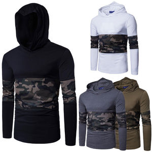Polyester imprimé pull hommes à capuche quantité OEM personnalisé 2025 élégant sweats à capuche couleurs unies basiques coton mélangé sweats à capuche - Product Image 3