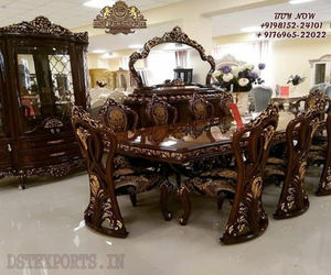 Buy Modern Durable Teak Wood Hand Carved <b>Dining</b> Table Set with <b>Chairs</b> Customized Size for <b>Dining</b> Room - Product Image 2