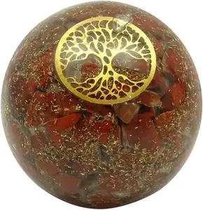 Bola de esfera de símbolos de jasper reiki vermelho, vendedor de cristal de mariya na índia