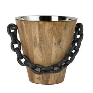 Handmade Wooden Frame Double-Wall Stainless Steel Wine Chiller <b>Ice</b> <b>Bucket</b> <b>Beverage</b> <b>Tubs</b> - Product Image 6