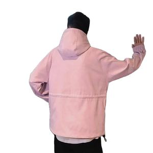 Chaqueta cortavientos impermeable de nailon y poliéster para hombre, chubasquero con capucha multibolsillo y media cremallera para invierno - Product Image 2