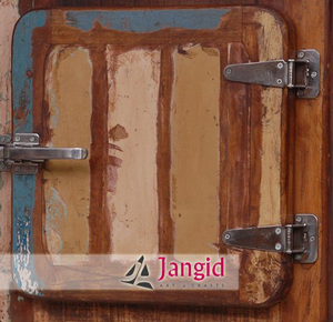 Vintage Fridge Shape Storage Bedside <b>Table</b> on <b>Wheels</b> <b>with</b> Antique Door Multipurposes For Living Room Hotels Indian Furnitures - Product Image 6