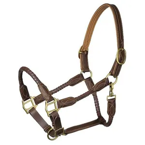 HORSE FANCY STITCHING LEATHER HALTER ADJUSTABLE HEAD COLLER