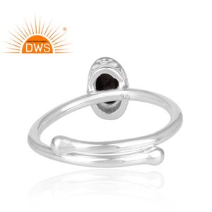 Anillo de piedras preciosas espinales negras para niñas, joyería ajustable fina de plata 925, venta al por mayor - Product Image 4