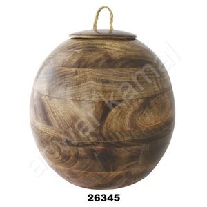 Urnes de crémation rondes en bois pour cendres humaines - Product Image 1
