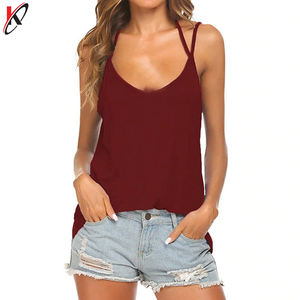 Camiseta sin mangas informal de verano para mujer, chaleco holgado con tirantes finos, camisola de punto transpirable, camisetas de moda para mujer - Product Image 5