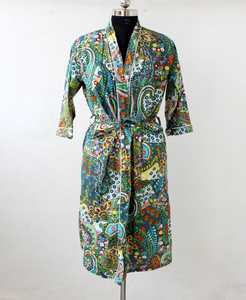 Robe Kimono indienne en coton, vêtements de nuit, tunique de bain, faite à la main, costume, - Product Image 4