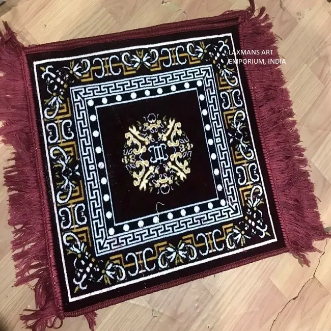 Yeni ev dekor kadife pamuk kare Rag kilim baskılı Durries/halı saçaklar ile toptan hindistan