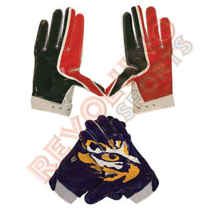 Gants de Football Couleur Orange Personnalisé Équipe Cheval Conception Gratuit Gants de Football Américain Récepteur Respirant Gants Confortables - Product Image 6