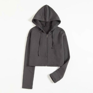 Crop Top Hoodies Design Hoodie Wholesale High Quality Custom Logo Cropped Sweatshirts Solid Color Cotton Plain <b>Jumper</b> Hoodie Cro - Product Image 5