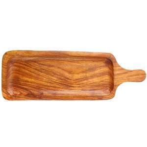 KSN Plateaux de service élégants en bois d'acacia Assiette à collation ronde et rectangulaire durable avec poignée Plateau de service élégant - Product Image 1