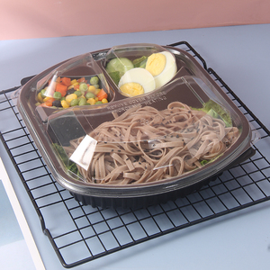 Round Sushi Container Salad Bowl Clear Togo Microwave Safe 3 Compartment Plastic Lunch Black Microwavable Food Containers