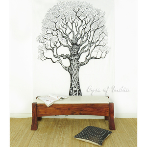 Tapiz de Mandala indio colgante de pared árbol blanco vida hecho a mano bohemio colcha decoración Hippie tiro al por mayor para decoración del hogar - Product Image 2