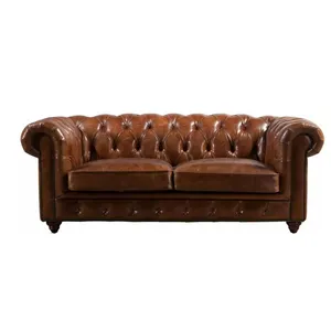 거실 가구/가정을 위한 미국식 chesterfield 3 Seater 거실 소파 고대 가죽 디자인 소파 고정되는 가구