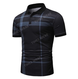 Camiseta con estampado bordado personalizado para hombre, Polo a cuadros con diseño de marca - Product Image 1