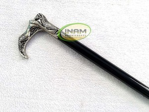 ไม้ตะพดมีด้ามจับนางเงือกดีไซน์ทำด้วยมือ,ด้ามไม้พร้อมด้ามจับนางเงือกทองเหลือง - Product Image 4