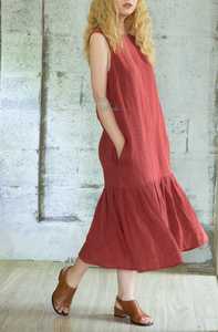 Nouvelle arrivée, robe pour femme tendance, design tendance 2026, couleur cramoisie sexy, tissu crêpe, col rond, sans manches, longueur genou - Product Image 2