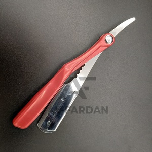 มีดโกนหนวดสำหรับผู้ชายด้ามจับพลาสติก ABS สีแดงมีดโกนโกนหนวดแบบตรงใบมีดสเตนเลสเปลี่ยนได้ - Product Image 6