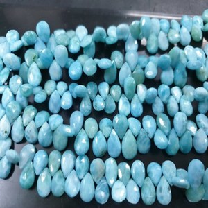 Larimar naturel pierres précieuses en vrac facettes Briolette poire gouttes 8 pouces brin Larimar perles de pierres précieuses perles Larimar en gros - Product Image 2