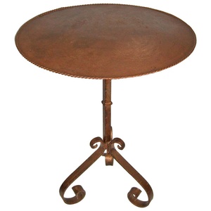 Handcrafted <b>Table</b> with Metal Top And Antique Iron Stand - Product Image 1