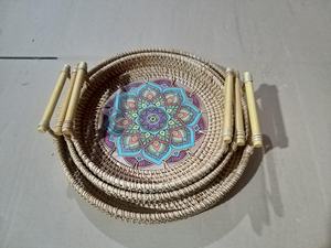 Plateau à fruits en rotin vietnamien 2025 avec paniers décoratifs ronds, plateau de rangement avec poignée - Product Image 4