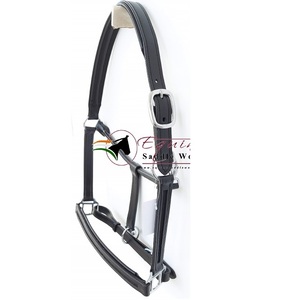 Collier de tête de cheval vide en cuir véritable de haute qualité avec canal supérieur sur le nez et la joue - Product Image 5