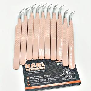 Pince à épiler pour extensions de cils en gros, couleur pêche, forme incurvée, volume, marque privée, pointe en fibre - Product Image 5