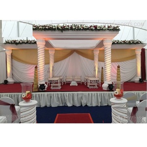 Impresionante Mandap de Boda Blanco con Pilares en Espiral, Mandap de Boda al Aire Libre con Pilares Romanos Blancos, Exclusivo Mandap de Boda Blanco para Palacio, EE. UU. - Product Image 1