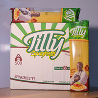 Pâtes Tilly 500g Spaghetti de Haute Qualité Égyptiennes Personnalisables Marque Privée Halal Certifiées ISO 9001 Faible Teneur en Glucides Sac/Boîte Rigide