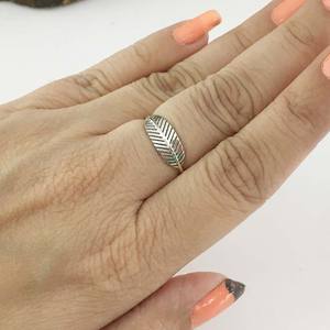 À la mode 925 en argent Sterling minimaliste feuille forme anneau pour les femmes mignon lunette réglage élégant mariage/fête bijoux - Product Image 5