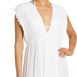 100% Rayon Solid White Color Dye Women Wear V Neck Kimono Sleeves Ankle Length Summer Casual Daily Wear Long Maxi Dresses 