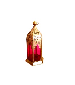 Lanterne à bougie marocaine vintage de qualité supérieure petite conception de verre en métal pour la décoration de la maison Logo personnalisable pour Noël - Product Image 1