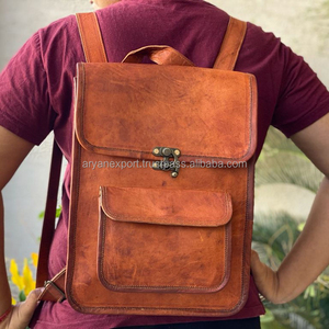 Mochila Vintage de cuero de cabra para hombre y mujer, bolso de mensajero de dos en uno, hecho a mano, Unisex - Product Image 1