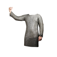 Cotte de mailles à anneau solide en forme de dôme riveté plat personnalisable manches trois-quarts armure de mailles en acier plus grande société de fabrication