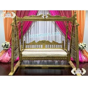 Golden Wedding Jhula for <b>Mehndi</b> Stage Vibrant Jhoola Swing Decor for Wedding Stage Gujarati Indian Wedding <b>Decoration</b> Swing - Product Image 1
