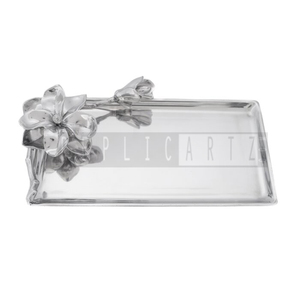 Bandejas de servir comida decorativas chapadas en plata de metal para el almuerzo, café o desayuno - Product Image 2