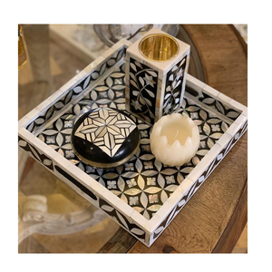 Juego de bandeja de quemador de incienso Bakhoor con incrustaciones de perlas madre tradicionales hechas a mano, caja de incienso de lujo Mubkhar Oud Mubkhara, calentador de velas - Product Image 1