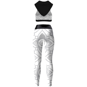 Women's Yoga <b>Leggings</b> & Bra Set High Support Spandex/Nylon Eco-Friendly Heat-Transfer Printed Breathable Gym Wear - Product Image 2