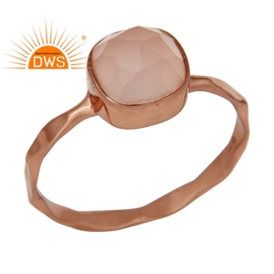 โรสโกลด์ชุบตอกแหวนเงิน925แหวนเครื่องประดับกุหลาบ Chalcedony พลอยแหวนออกแบบเครื่องประดับผู้ผลิต - Product Image 1