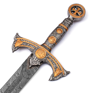 Epée de damas en acier inoxydable, belle épée à Double bord, bataille épée de chasse, prête à fourreau pour collectionneurs de l'étoile de l'ordinateur - Product Image 1