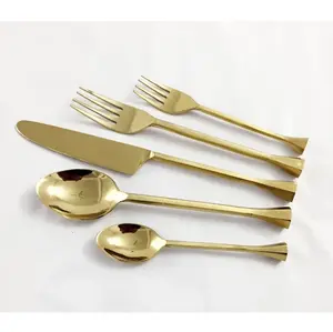 SCI Produced Western style party place 5pcs brass golden stainless steel flatware tableware cutlery from indian manufacturer