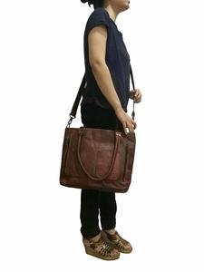 Bolso de hombro de piel auténtica para mujer, bandolera, marrón, de cuero de la mejor calidad - Product Image 5