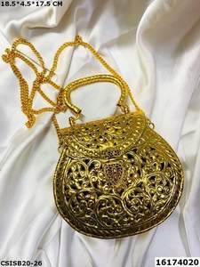 Designer Golden Brass <b>Clutch</b> <b>Bag</b> | Handmade Bridal Evening Ladies <b>Wedding</b> Golden Brass <b>Clutches</b> - Product Image 6