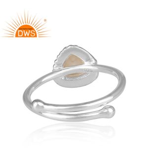 Cabochon de perles en argent Sterling pour femme, bague en pierres précieuses, perles empilables, ajustable - Product Image 4