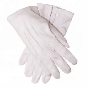 批发白色礼服游行手套100% 棉或聚棉来样定做游行手套白色服装仪仗队手套带扣袖口