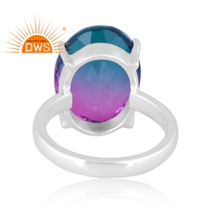 Custom Jewelry Manufacturer Latest Design Fine Sterling Silver Natural Bio Tourmaline Doublet <b>Quartz</b> Gemstone Stackable <b>Ring</b> - Product Image 4