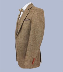 Ensemble de costumes en <span class=keywords><strong>tweed</strong></span> à chevrons, ensemble de costumes pour hommes en 3 pièces, blazers marrons pour hommes - Product Image 2
